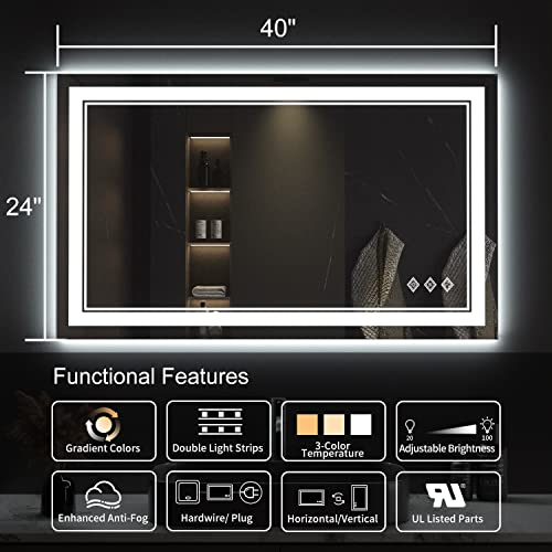Lighted Vanity Mirror (Front and Backlit / 40"L x 24"W)