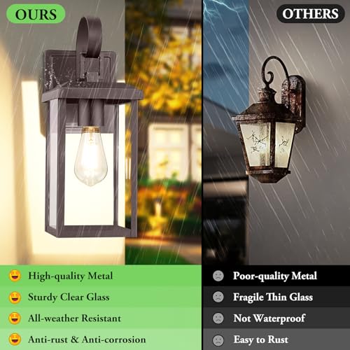 2 Pack 15" Outdoor Wall Light Fixtures (Brown / 15")