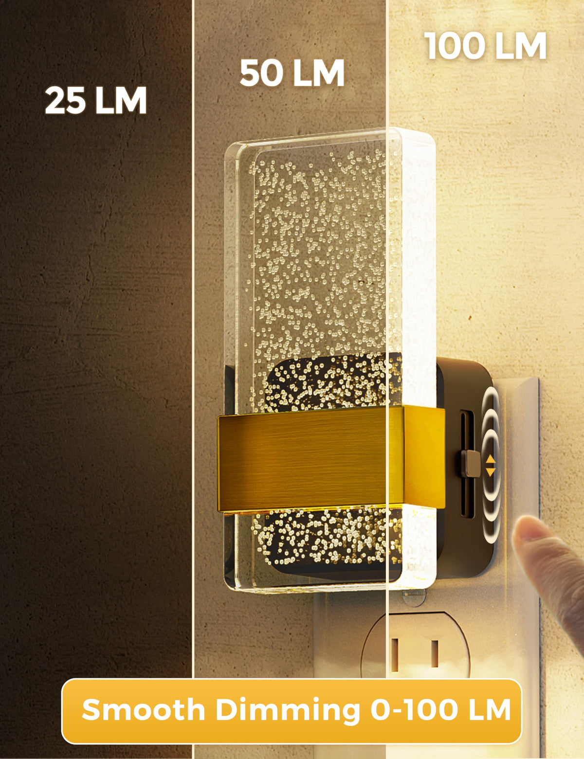 Night Light Bathroom Night Lights Plug into Wall Light Sensor (Golden)