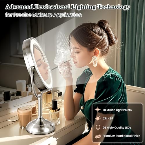 11.8" Extra Large 17" Tall Lighted Makeup Mirror