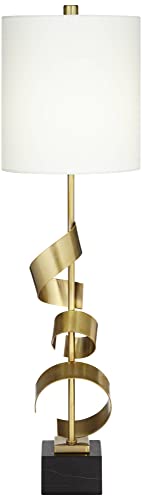 Ziggy 32" Large Table Lamp Gold Scroll Console Skinny Sculptural