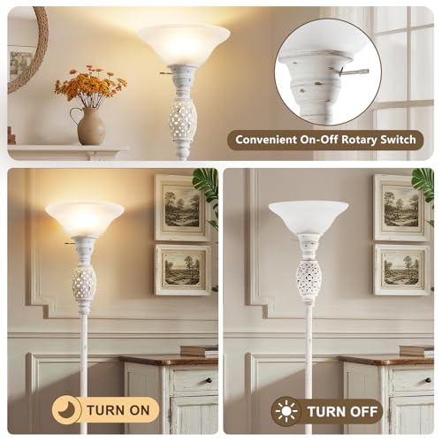 70" Floor Lamp for Living Room with Nightlight (White)