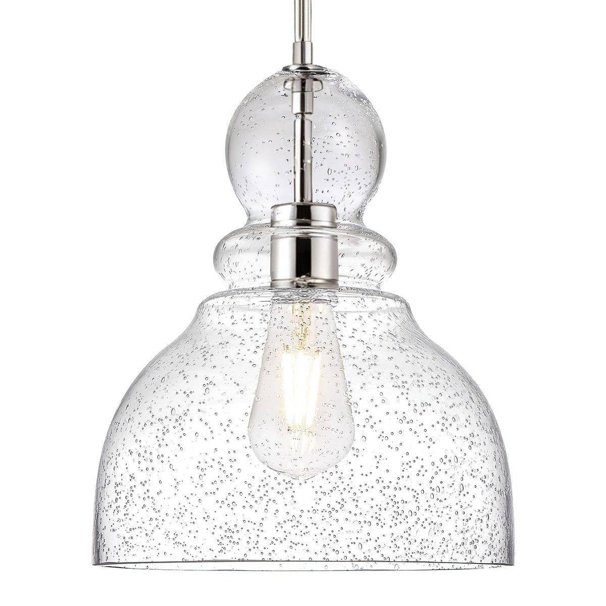 Brushed Nickel Seeded Glass Pendant Light Modern Kitchen light fixture (Nickel Seeded)