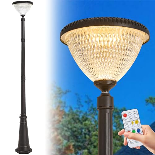 Dusk to Dawn LED Solar Street Light with Diamond Polycarbonate Shade (Black / X-Large)