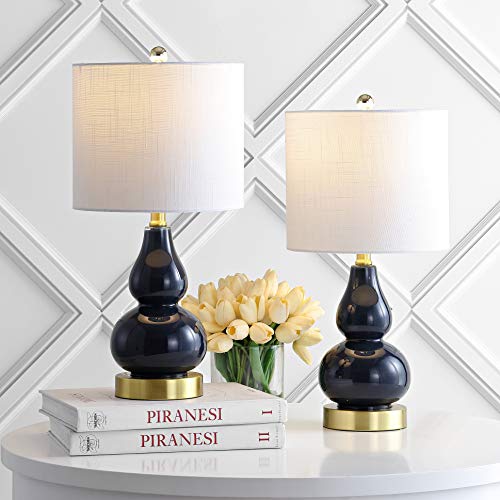 Anya Gourd Glass Table Lamp 20.5" (Set of 2 / Navy)