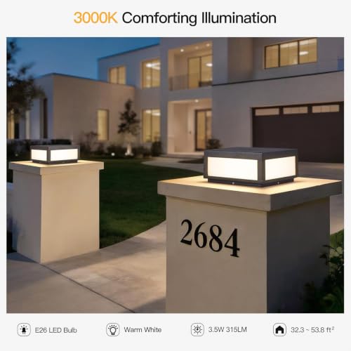Outdoor Post Lights Dark Gray Square Column Lighting