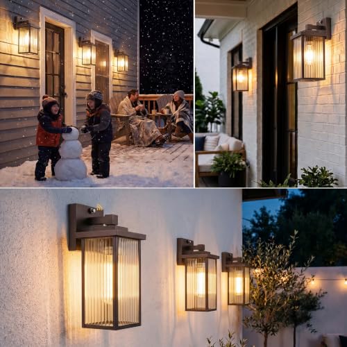 15 Inch Dusk to Dawn Outdoor Wall Light (Oil-Rubbed Bronze / 15''-2 Pack)