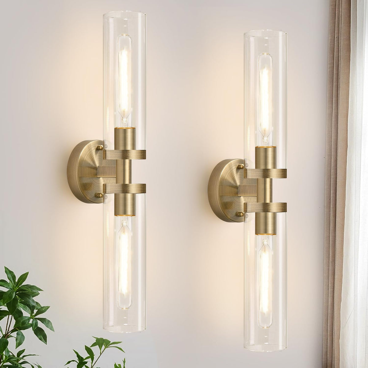 Wall Sconces Set of Two (Brass / Hardwired-22 Inch-2PC)