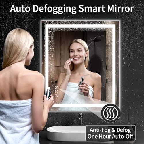 LED Bathroom Mirrors 32"x36" Bathroom Mirror with Lights for Wall (36"L x 32"W)