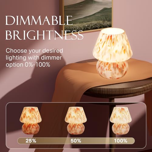 Mushroom Lamp Small Lamp Table Lamp for Bedroom (Flame Amber)