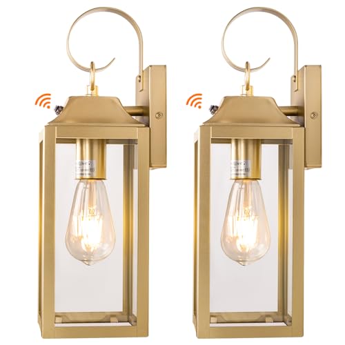 15 Inch Dusk to Dawn Outdoor Wall Lights Porch Light 2 Pack Gold (15 Inch Dusk to Dawn / Gold)