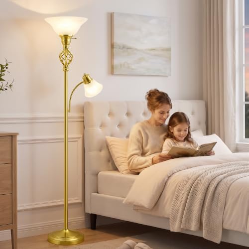 Torchiere Floor Lamp for Living Room (Gold 2)