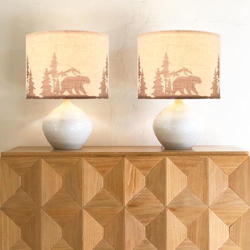 13" Animal Lampshades Set of 2 (13"×13"×10"-2 Pc / Beige- Bear)