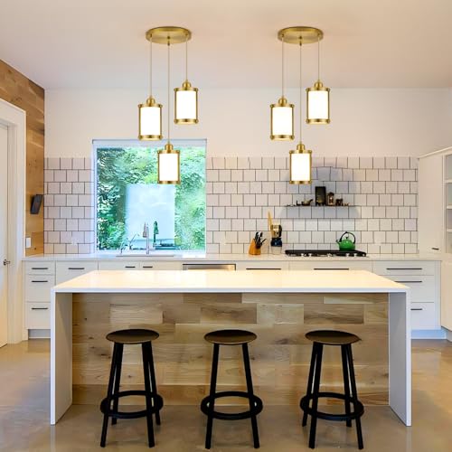 Brushed Gold 3 (Gold + Milk Glass / 3-Light Ceiling Chandelier)
