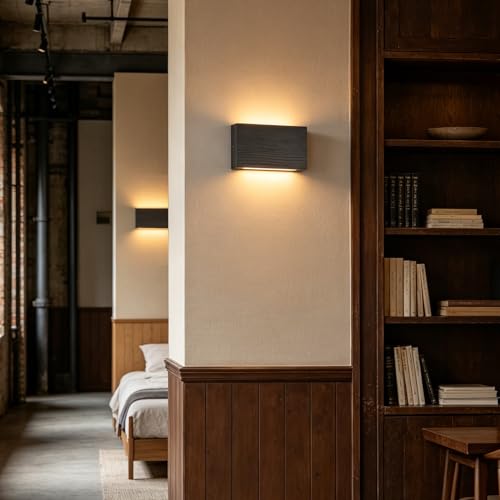 Modern Wood LED Linear Wall Sconce (Black)