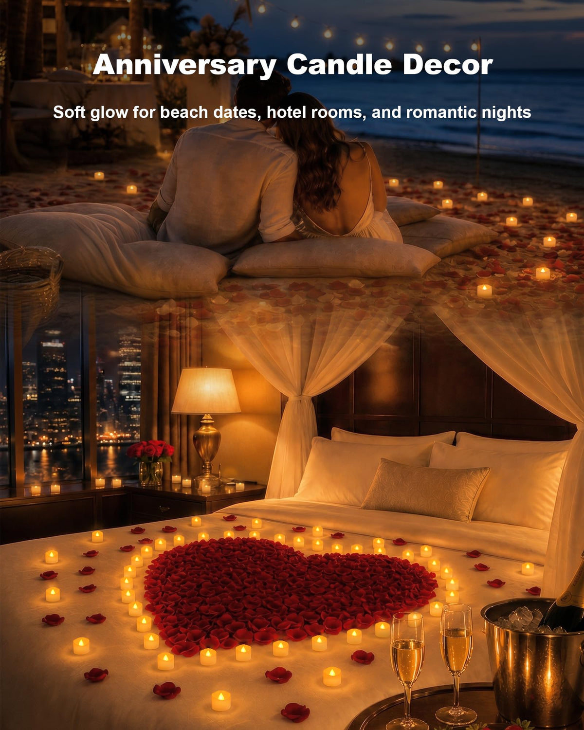 Flameless Tea Light Candles Battery Operated - 100 Pack, Bright Amber