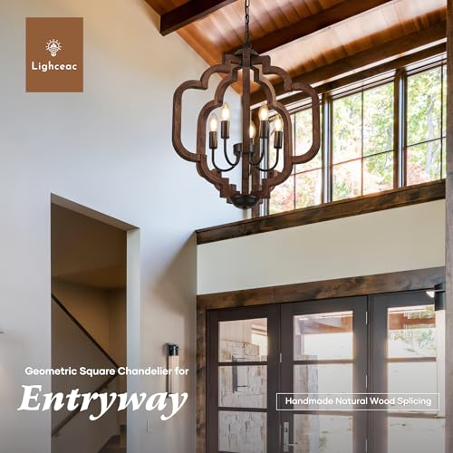 20.5" Farmhouse Vintage Chandelier 5 (Textured-Brown / D20" x H24" 5-Light)