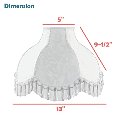 30334 Transitional Scallop Bell Shape Spider Construction Lamp Shade in Ivory with Floral Pattern (Ivory with Floral Pattern & 13" Wide)