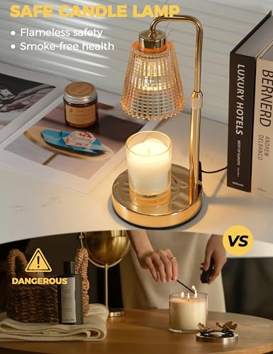 Gold Candle Warmer Lamp with 24h Cycle Timer (Gold)