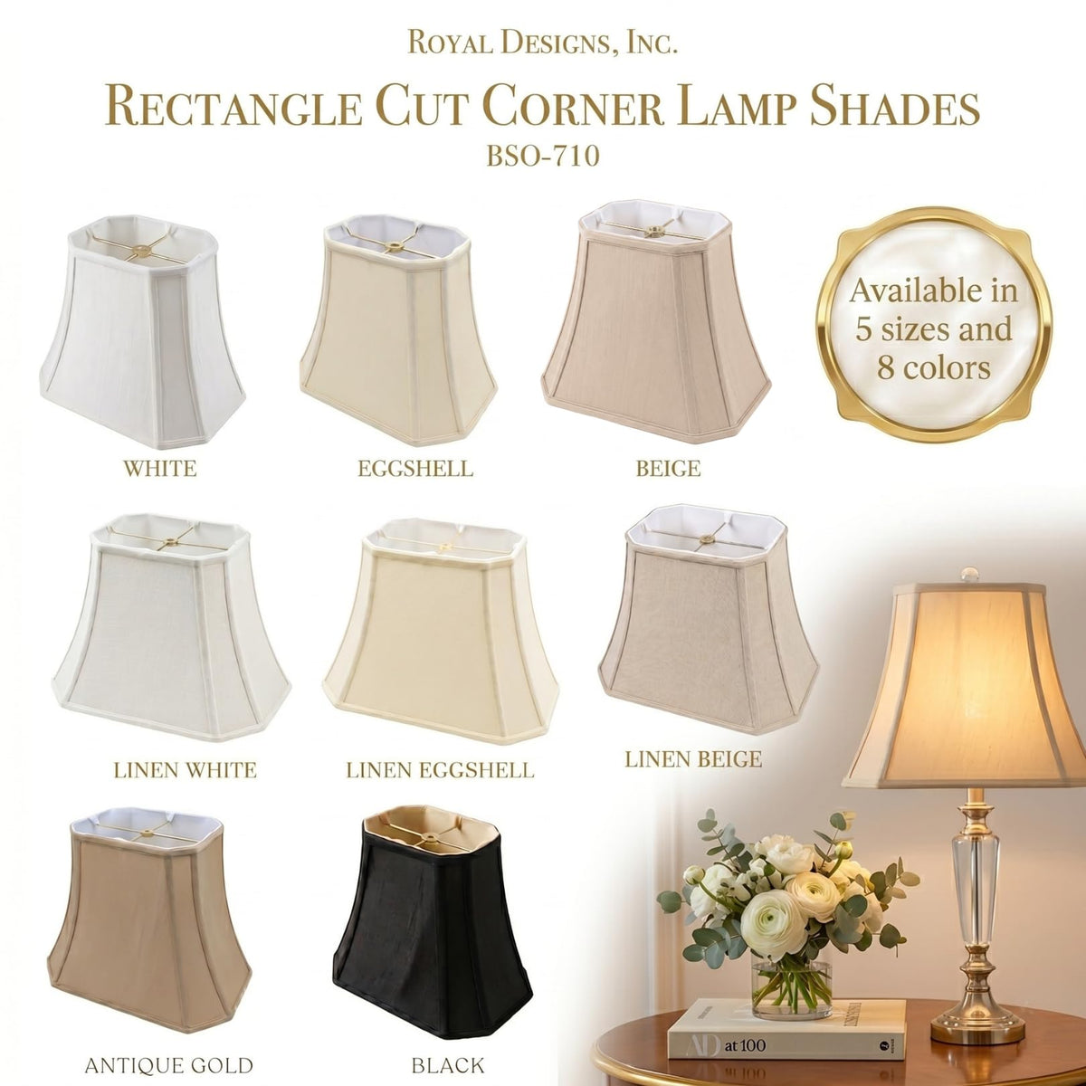 BSO-710-16BLK/GL-2 Rectangle Cut Corner Basic Lamp Shade, (7x9) x (10.25x16) x 12.25, Black with Gold, 2-Pack ((7x9) x (10.25x16) x 12.25 / Black - 2 Pack)