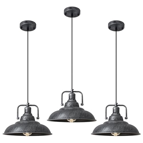 Black and Silver Pendant Light 12.5 inches 3 Packs (Silver / 12.5inch-3 Packs)