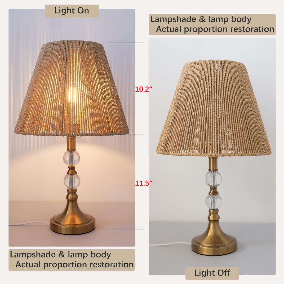 Boho Rattan Lamp Shade 7'' Top 13'' Bottom 10'' Heigh Cozy Vibe Decor Shade (7X13X10)