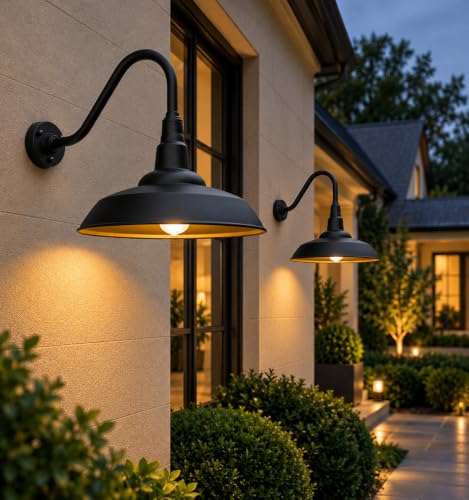 18" Large Gooseneck Barn Lights Outdoor (18 Dome - 2 Pack)