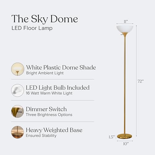 Sky Dome Dimmable LED Floor Lamp (Gold Brass)