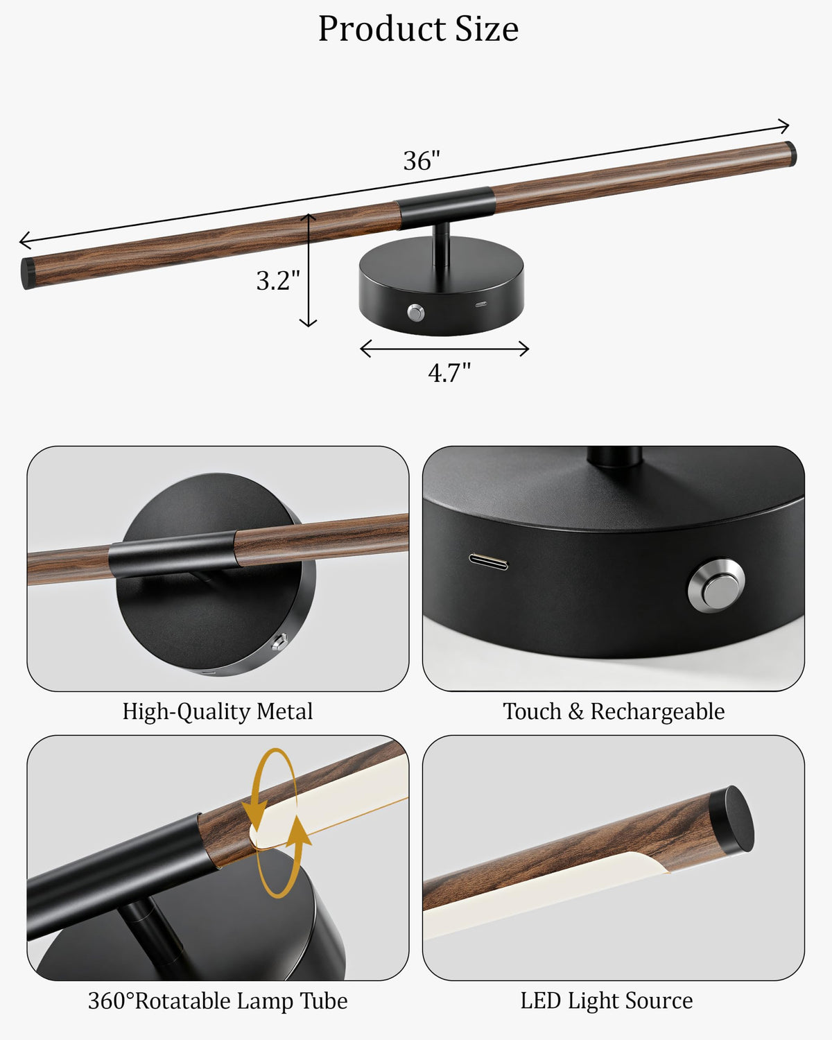 36" Battery Operated Wall Sconce Set of 2 (Walnut Black / 36 Inch (2 Pack))