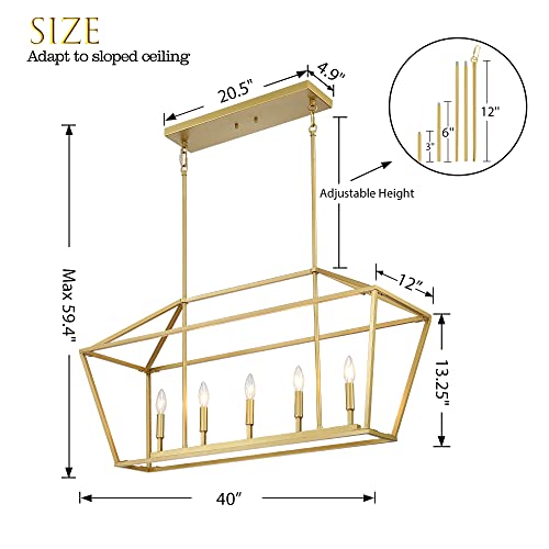 40in Gold Linear Cage Chandelier (Gold)