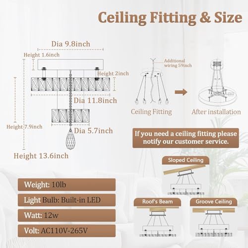 Dia 12" Crystal Mini Chandelier Crystal Silver Ceiling Light Fixtures LED Flush Mount Ceiling Light for Living Room Bedrooms Dining Room Dimmable 2700k 4500k 6000k (Silver / W:12inches)