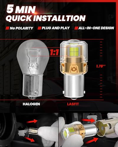L2 1156 LED Bulb Reverse Backup Light Daytime Running BA15S 7506 (White / 1156)
