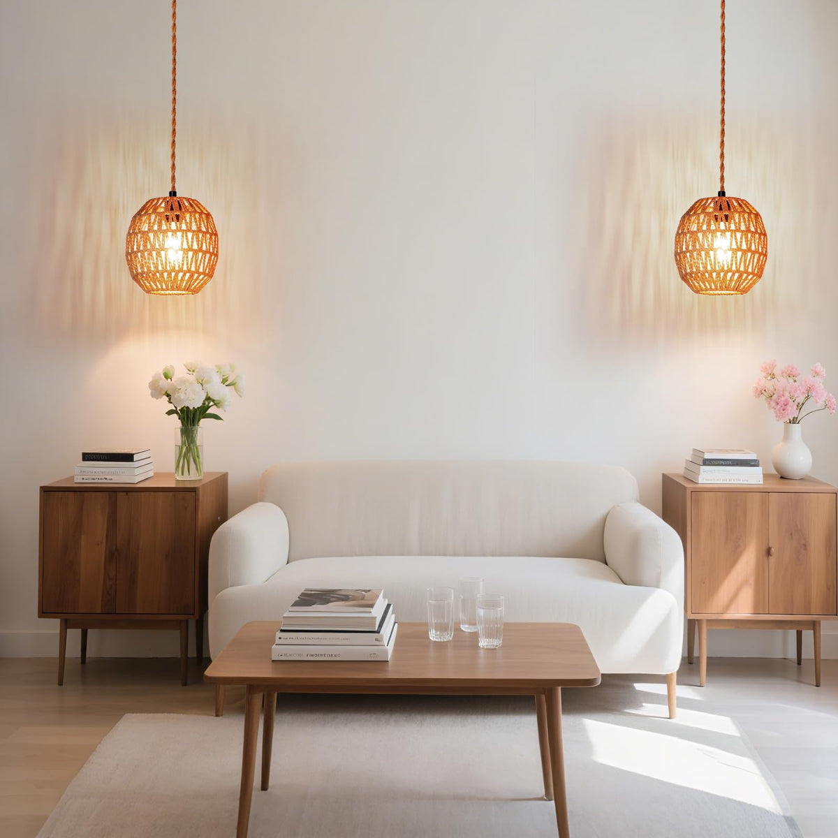 Small Lamp Shades For Table Lamps Hanging Light Boho Lamp Shades Wicker Lamp Shade for Floor Lamps (7.3 Inch-Egg Shade)
