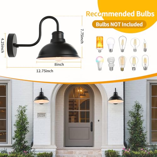 Barn Light Outdoor Wall Lights 8" Exterior Lighting Fixtures 2 Pack (8*7.75*12.75 inches)