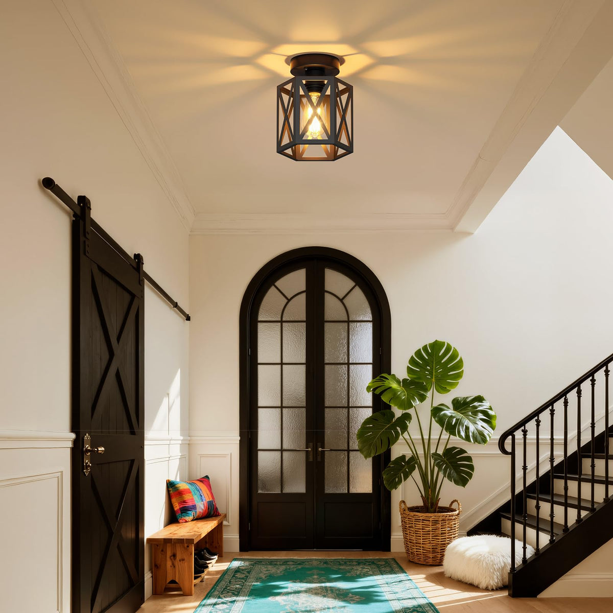 2 Pack Semi Flush Mount Ceiling Light for Hallway Light Fixture (7.5 in)