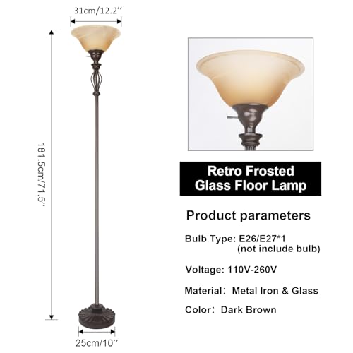 Torchiere Floor Lamps for Living Room (Dark Brown)
