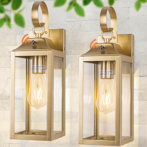 15 Inch Dusk to Dawn Outdoor Wall Lights Porch Light 2 Pack Gold (15 Inch Dusk to Dawn / Gold)