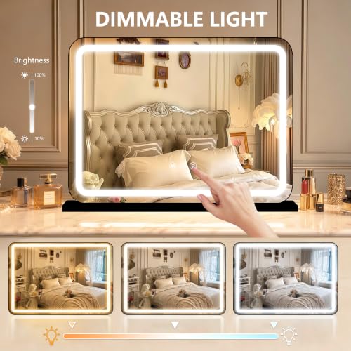 23"x18" Black Vanity Mirror with Lights (Black / 23"L x 18"W)