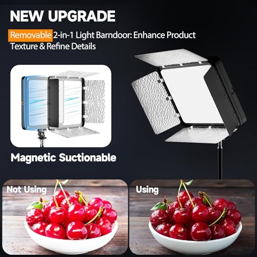 1 Pack LED Video Light Kit with Phone Holder & Barndoor (15W / 29-73inch(1 Pack))