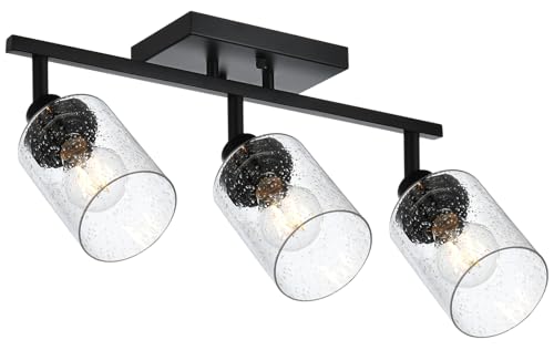 3 Light Black Track Lighting Kit Ceiling Mount Kitchen Track Lighting Fixtures (Black / 3-Light)