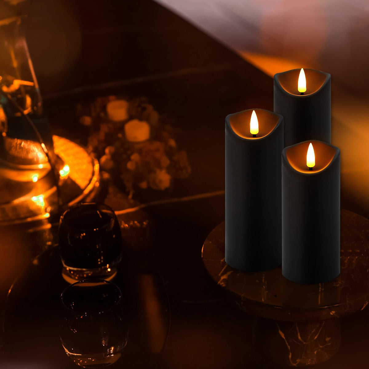Halloween Flickering Flameless Candles - 24 Pack, Black