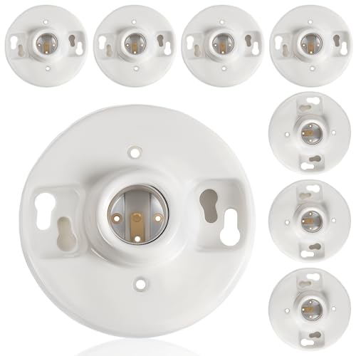 8 Pcs Light Socket E26 Porcelain Keyless Ceiling Bulb Fixture (Porcelain)