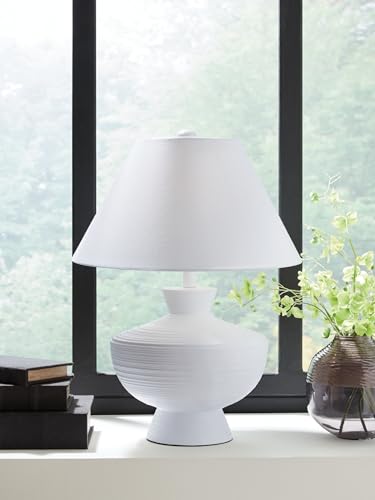 Harelwood Modern White Textured Table Lamp (White / Table Lamp)