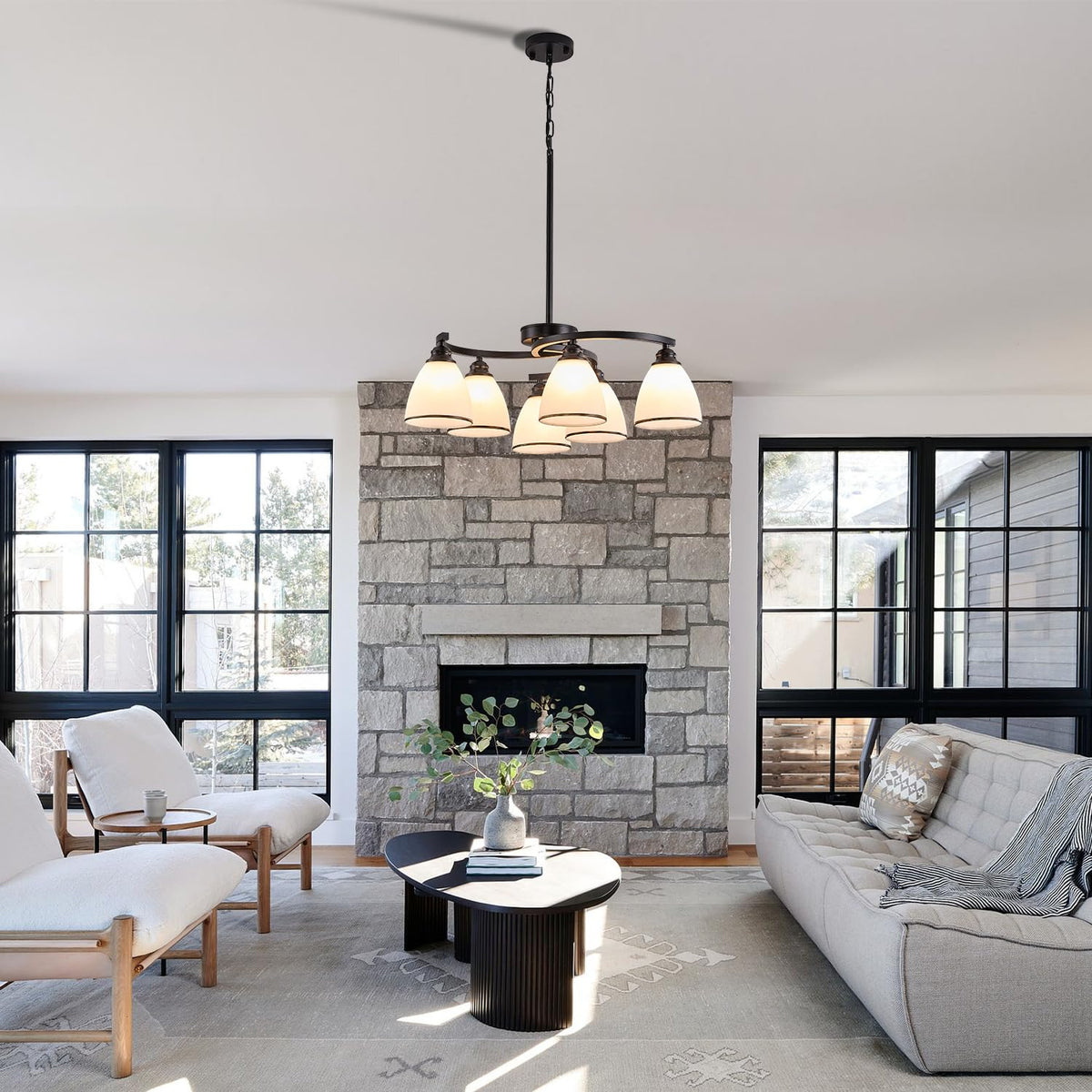 6 Light Modern Chandelier Light Fixture for Dinner Room (black-b / large-6 light)