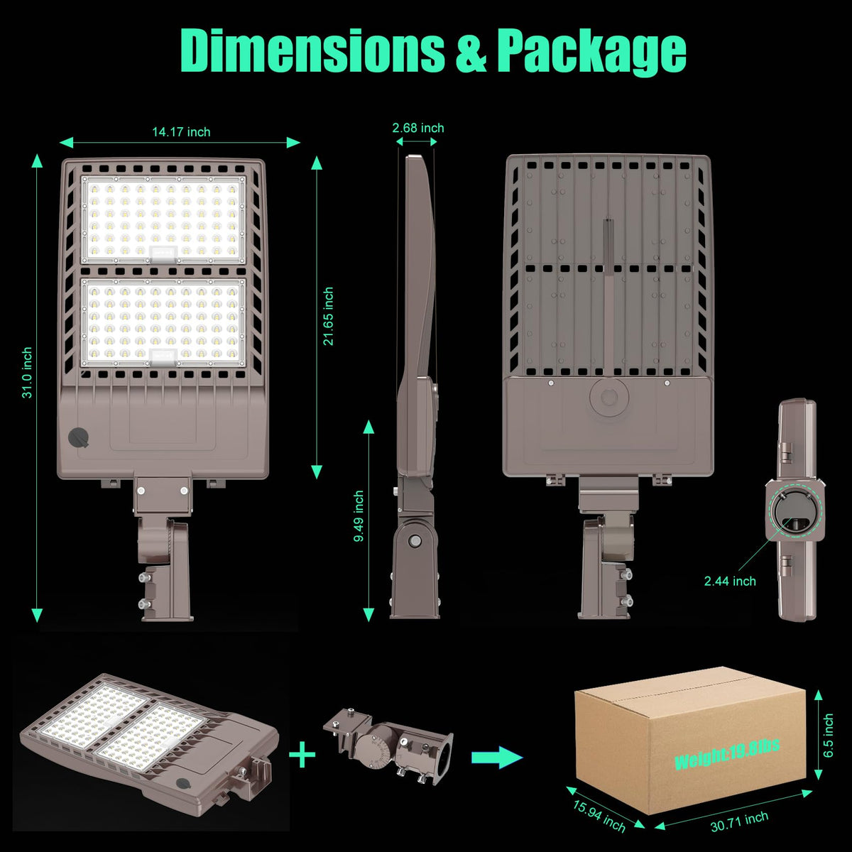 2Pack 320W LED Pole Light Outdoor Parking Lot Lights Dusk to Dawn Photocell (320W)