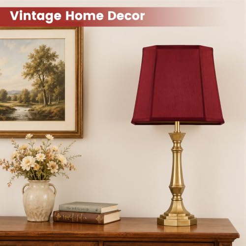 Rectangle Cut Corner Lamp Shades Set of 2 (Burgundy Red)