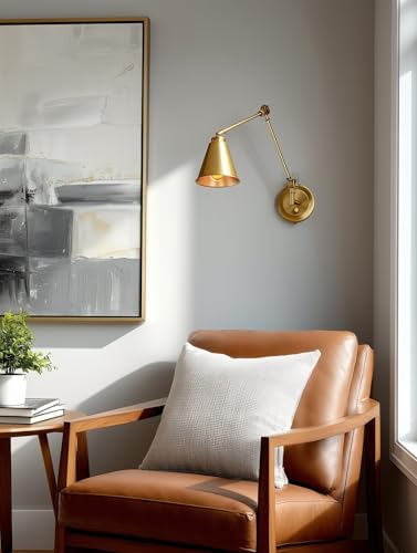 Ellis 18" Modern Swing Arm Wall Sconce for Bedroom (Warm Brass / 18")