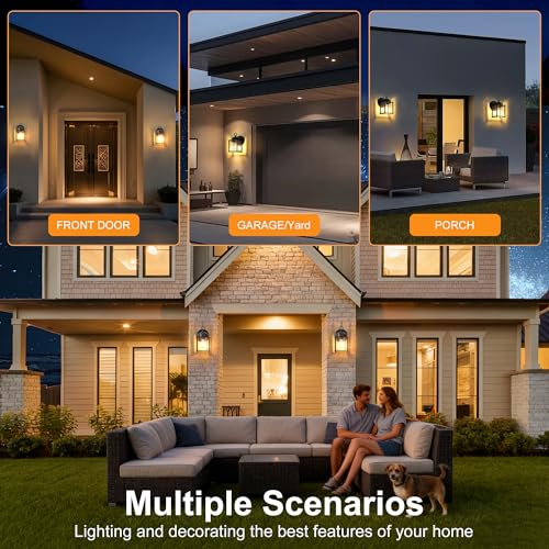 Dawn to Dusk Sensor Outdoor Wall Light Fixtures Waterproof Black Exterior Lighting Fixture Anti (Dawn to Dusk Function / 1 Pack)