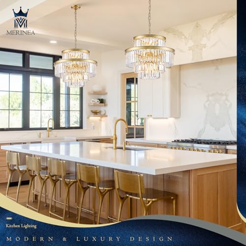 Gold Crystal Chandeliers 15 Lights 22" Luxury Round Chandelier (Gold / Medium-21.6”)