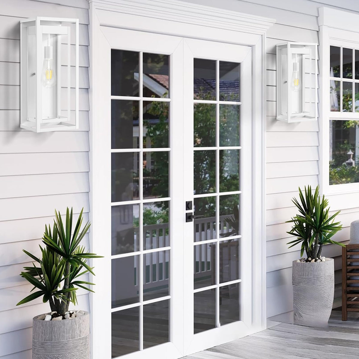 19 Inch White Outdoor Wall Light Fixtures (White / 19" (2-Pack))